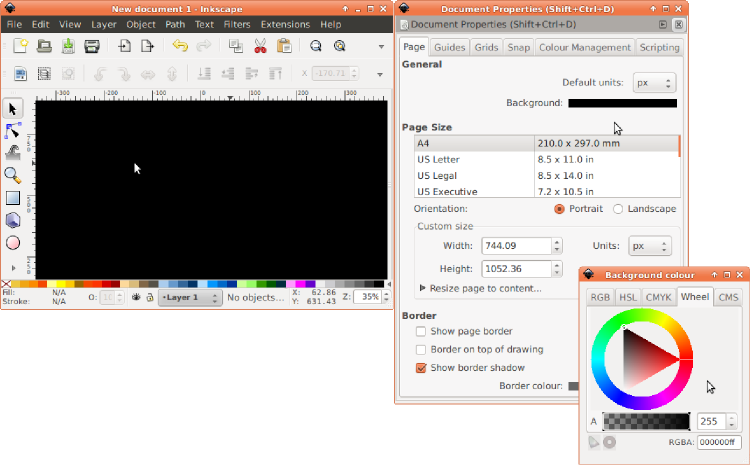 inkscape background color